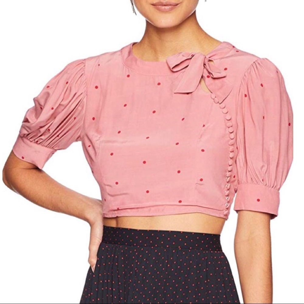 For Love and Lemons Rosie Dot pink polka dot Top